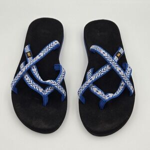 Teva Olowahu Flip Flop Sandals Women 9 Blue Comfort Straps Thong Slip On 6840